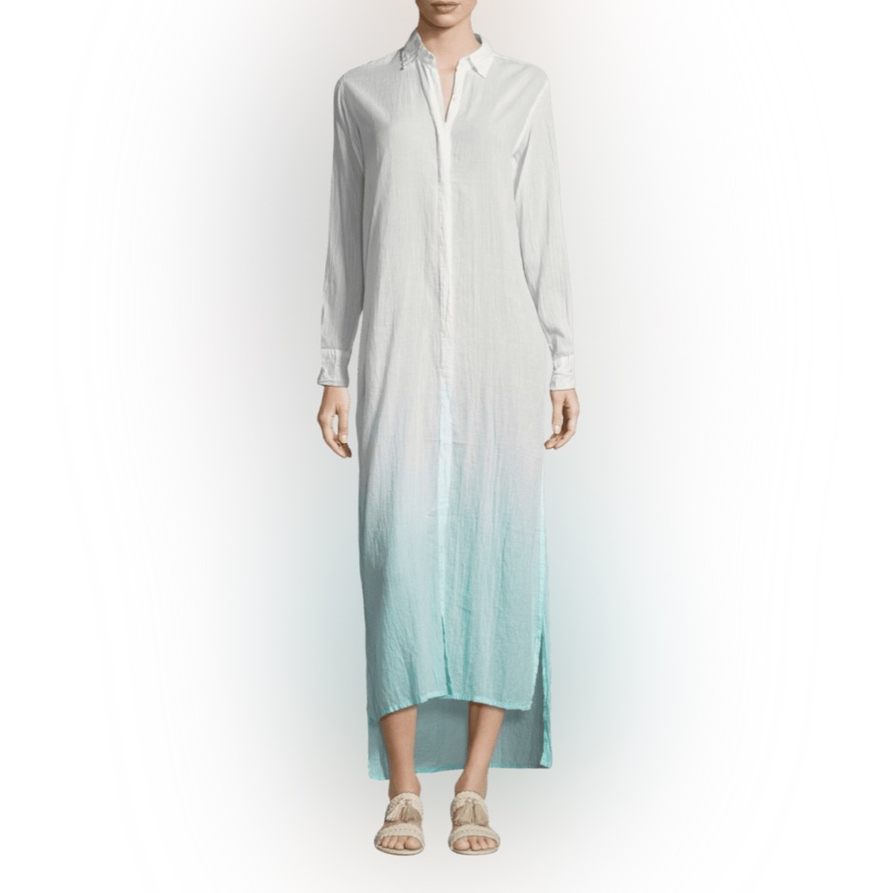 Letarte Button-Front Long pink Shirtdress